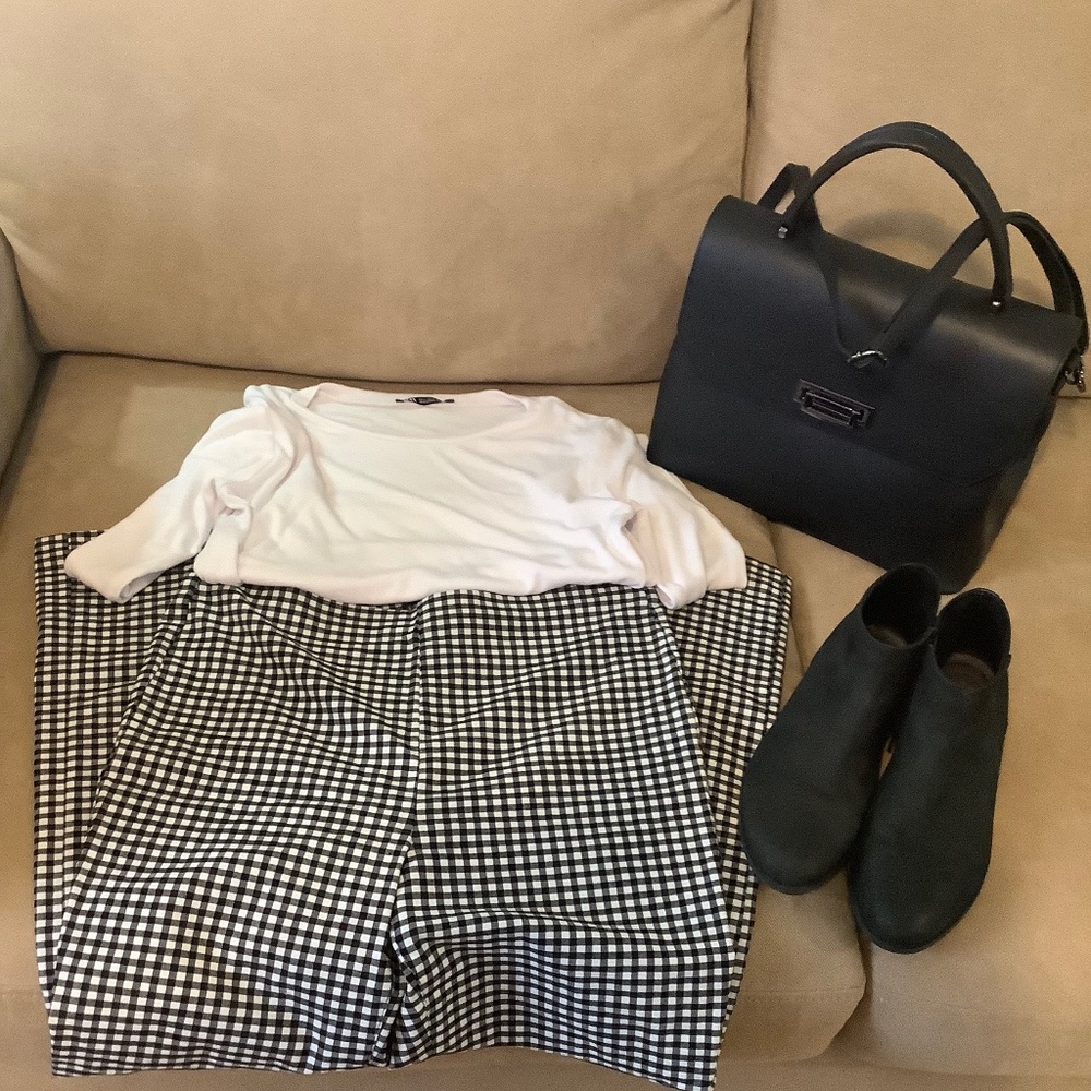 New Womens Zara White Short Top & Crosby Ankle Pants